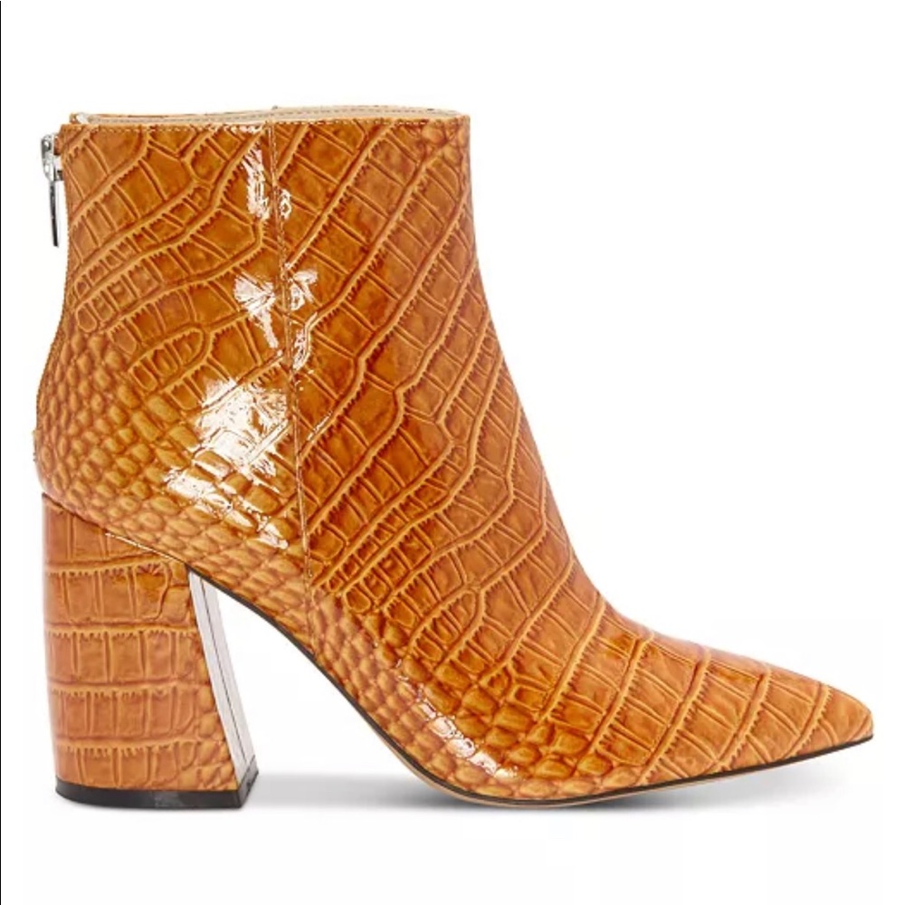 NWOT Vince Camuto Flex Patent Tan Croc Bootie